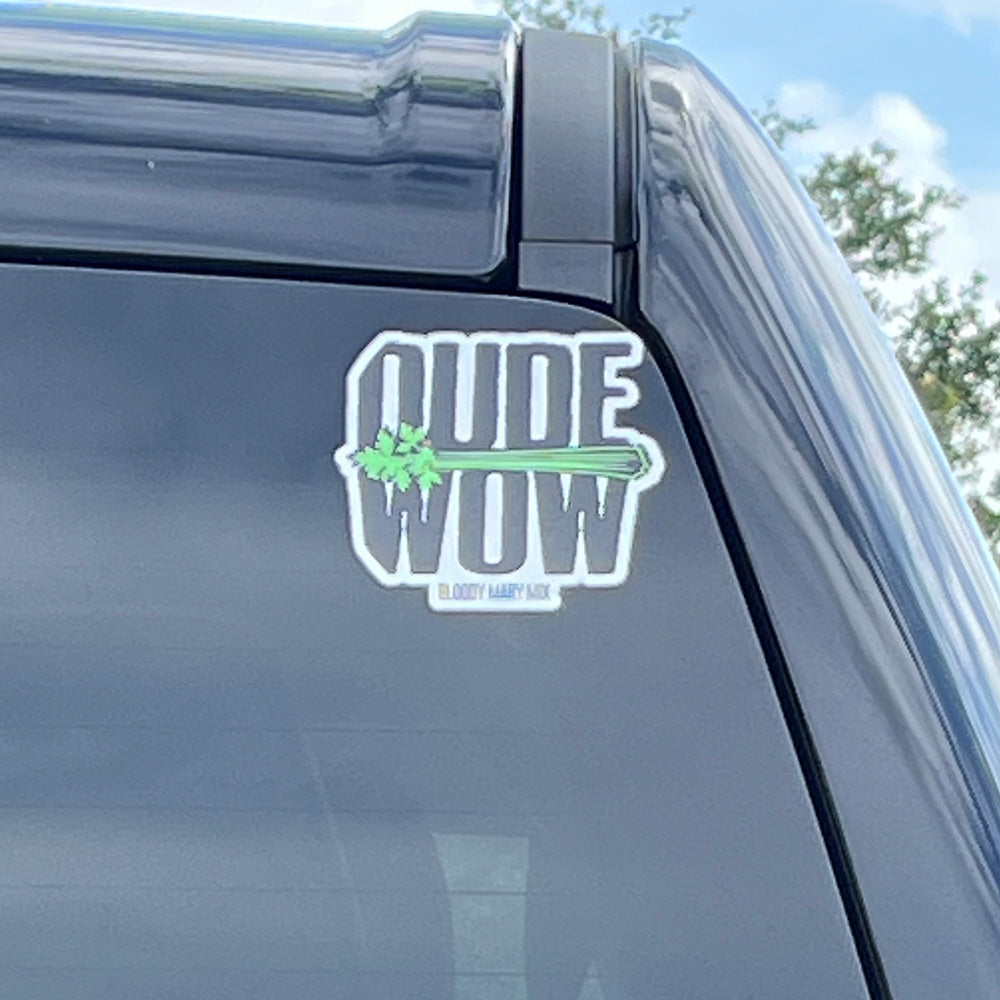 Dude Wow Decal on a Windshield